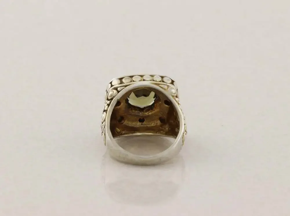 Sterling Silver Smoky Brown Cubic Zirconia Ring Chunky Bold Unique Size 6 1/2